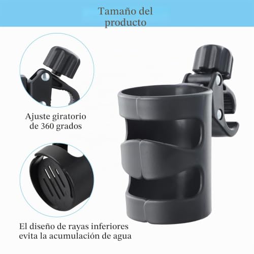Miniatura 5 de Portavasos Ajustable 360 Grados Para Cochecito De Bebé Universal, Adaptable A Cualquier Botella O Vaso Para Carritos Bebé, Sillas Ruedas Y Bicicletas, Producto Duradero Y Ecológico