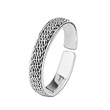 CHSXLL S999 Argent Pur Rétro Tissé Personnalité Hommes Et Femmes Ouverture Bracelet Manchette Réglable Diamètre 57 Mm Largeur 12 Mm Poids 50 Grammes Boîte d'emballage Exquise
