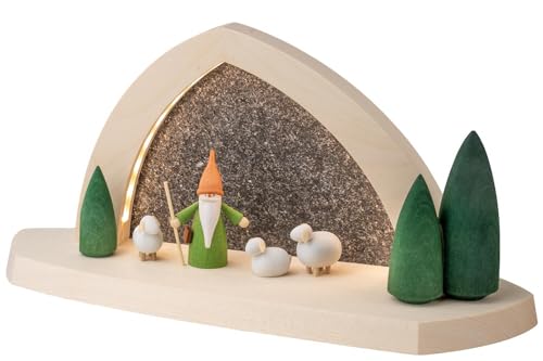 Arche rocheuse LED gnome du berger en bois d'art populaire de Seiffen - 2