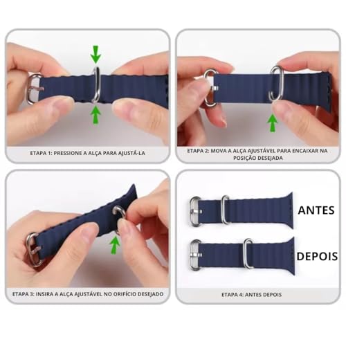 Pulseira Ocean Silicone Fivela Ajustável Compatível Smartwatch Apple Watch Ultra IWO HW Microwear 38