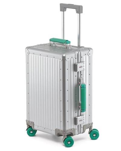 Varyleap All Aluminum Carry On Luggage 22x14x9 Airline Approved; Hard Shell Carry On Suitcase Zipperless Luggage with Spinner Wheels for Business Trave (Silver 20in)