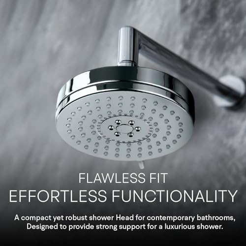 Image of Jaquar ABS Body & Chrome Face Plated 105mm Round Shape Multi Flow Overhead Shower with Air Effect & Rubit Cleaning System, Sliver, Chrome Finish
