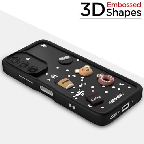 Image of Pikkme Back Cover for Samsung Galaxy A26 5G | Cute Fun Cartoon 3D Bear Silicone Full Body Protection Bumper Case (Black)