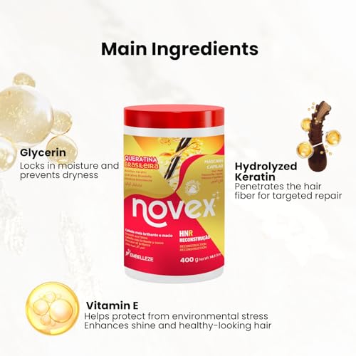 Image of Novex Brazilian Keratin Hair Mask, 14 Oz - Reconstructive Keratin, Frizz control & Damage Repair