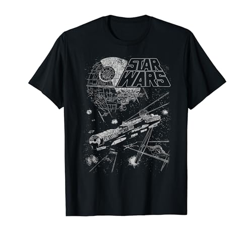 11STW163 Star Wars Millennium Falcon Death Star Battle Maglietta