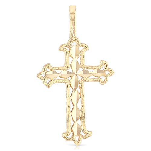 Ioka - 14K Yellow Gold Religious Cross Charm Tiny Pendant For Necklace or Chain
