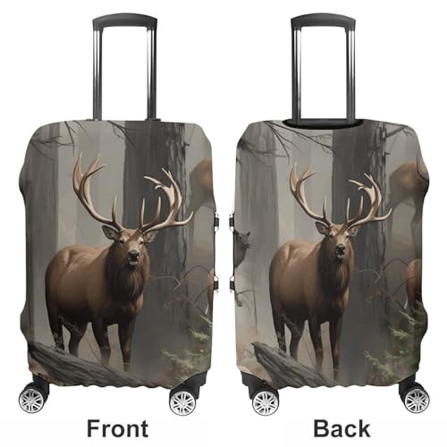 Carry on Luggage Cover Hunting Deer Bear Elk Suitcase Covers for Luggages Tsa Approved Travel Luggage Sleeve Protector Elastic Suitcase Protector Anti-Scratch Washable Fits 19-30 Inch Case -M3