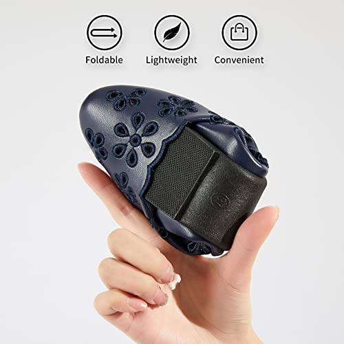 FRACORA Women's Ballet Flats Black PU Leather Dress Shoes Comfortable Round Toe Slip on Flats with Breathable Eyelets2