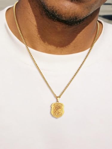 Image of U7 Saint Michael Necklace for Men,Stainless Steel /18K Gold Plated St Michael Archangel /Saint Benedict /Saint Christopher Pendant Amulet Necklace for Men Women