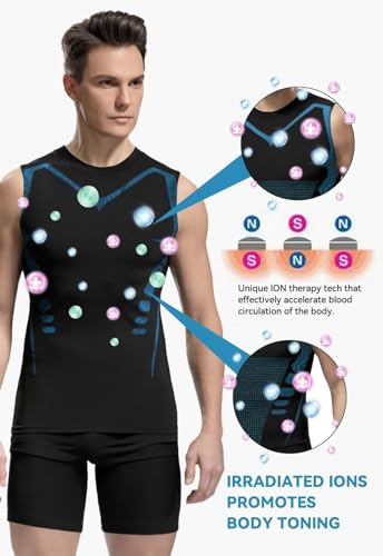 SHEKINI Men's New Version Ionic Compression Shirt Sleeveless Vest Body Shaping Tank Top Tummy Control4