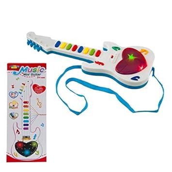 funtool mini music 3d guitar instrument with sound & 3d lightning effects learning toy for boys & girls (Multi color), perfect gift for kids