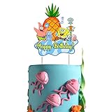 Toppers for SpongeBo Cake Topper, Happy Birthday Cake Toppers, Cake Decorations for Bday Theme Party