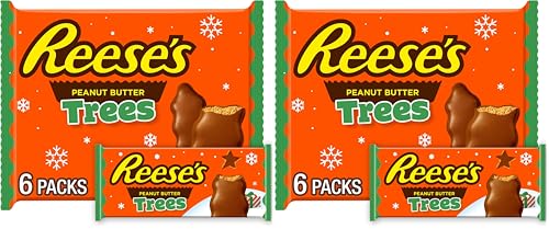 REESE'S Milk Chocolate Peanut Butter Trees, Christmas Stocking Stuffer Candy Packs, 1.2 oz (6 Count) (Pack of 2)