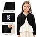 NikNio Girls Cardigan Long Sleeve Fluffy Bolero Shrug Open Front Knit Cover Up with Button Closure for Fall Winter Black 9-10 Years