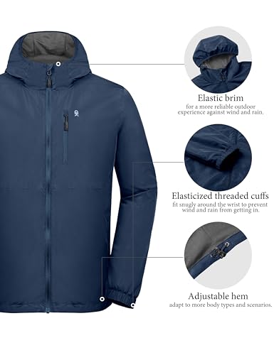 Little Donkey Andy Jaqueta masculina leve de inverno quente para caminhadas e viagens, Preto, azul,