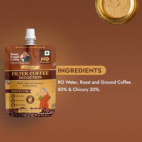 Image of Sweet Karam Coffee Instant Filter Coffee Decoction Liquid - 100 ml | Authentic South Indian Dark Roast Premium Arabica Liquid | Ideal for Hot, Cold & Black Coffee