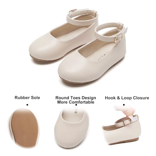 Image of Felix & Flora Girls Toddler Little Ballet Shoes - Flower Girls Mary Jane Flats Dress Shoes Party Wedding