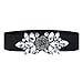 E-Clover Fashion Floral Rhinestone Buckle Women's Elastic Waist Cinch Belt for Dress (White01)