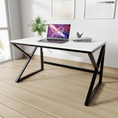 Image of Riyan Luxiwood Alden Computer Table in Engineering Wood for Home & Office, Simple Style Desk, Scratch Resistance Surface, Easy to Assemble, Study Table for Kids (Size-12 X 5 X 75 Cm) - White