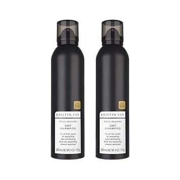 Kristin Ess Hair Style Reviving Dry Shampoo with Vitamin C for Oily Hair, Blonde and Brunette Hair, Dry Shampoo Powder Spray for Women, Vegan, 4 oz (Pack of 2)