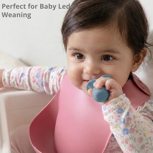 Image of FiABLE Pure Silicone Baby Spoons - 6M+ Feeding Spoon | Baby weaning Spoon | BPA Free, Non-Toxic Food Grade Chewable Teether, Soft Gum-Friendly - Set of 2 Blue&Green