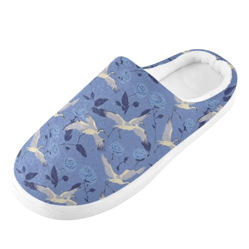 Crane Bird Flowers Floral Slippers for Women Men, Soft House Slippers with Cozy Memory Foam Indoor Outdoor Slippers Size 8/9 23001462