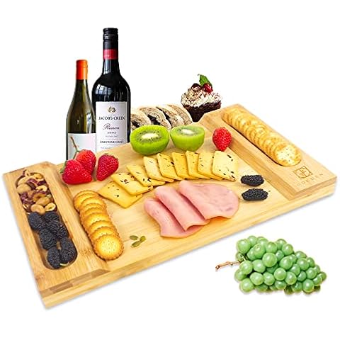 ODEDEN Natural Bamboo Cheese Board Serving Cheese Tray,Stylish Charcuterie Board, Cheese Boards Set for Wedding House Warming Gifts Cover