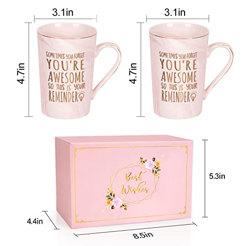 Maustic Thank You Gifts For Women, Inspirational Encouragement Gifts For Women, Employee Appreciation Gifts, Sometimes You Forget You're Awesome Mug, Coffee Mugs For Women Coworkers Friends, 2 Sets #TOP6