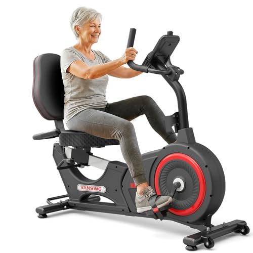 VANSWE Recumbent Exercise Bike, Recumbent Stationary Bikes for Home 400 LBS Weight Capacity, Exercise Bike for Home Seniors with Smart App and Bluetoo