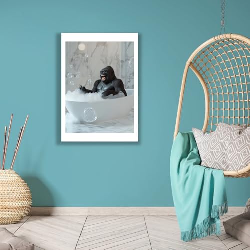 Gorilla dans le bain impression d'art mate extra large poster decoration murale