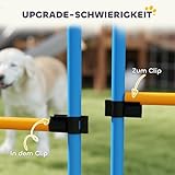 PawHut Agility Set Hunde 7-teilig Agility-Ausrüstung für Hundetraining Steckhürdenset mit Slalomstangen Sprunghoop 2 Bälle höhenverstellbar Hürden Koordinationstraining für Spiele Training