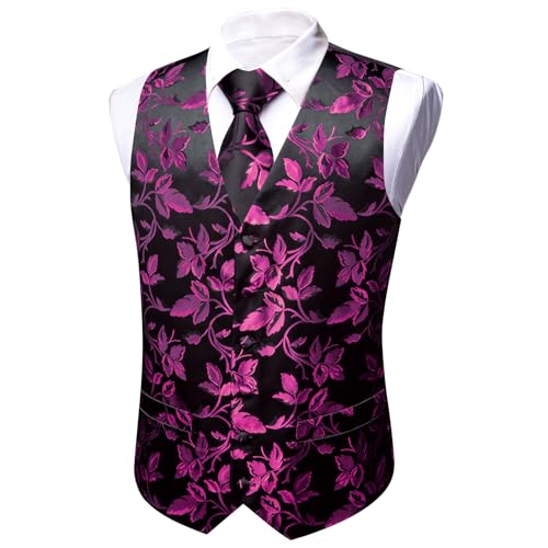 Image of Barry.Wang Formal Men Flower Vest Paisley Jacquard Silk Ties Suit Waistcoat Set Wedding 5PCS