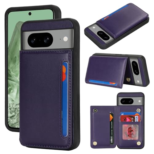Étui protection Google Pixel 8 cuir synthétique violet avec porte-cartes et blocage RFID