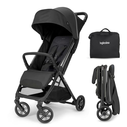 Image of Inglesina Quid Travel Stroller - Cosmic Black | Lightweight Travel Stroller for Airplane, Umbrella Stroller for Baby & Toddler 0-55 lbs, Car Seat Compatible w /Carry Bag & Wheel Covers - Bundle Kit