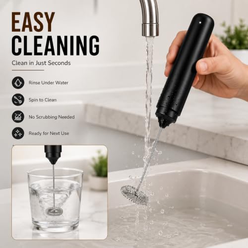 Rechargeable Milk Frother Handheld, Portable Hand Frother Wand Drink Mixer for Coffee, Latte, Matcha, Cappuccino, Frappe with cover kitchen gifts — view 6