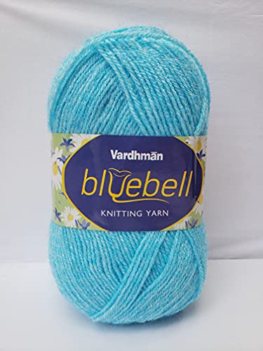 Image of Vardhman Blue Bell DK Weight Supersoft Hand Knitting & Crocheting Yarn (Pack of 1 ball - 100gram) 100% Acrylic, Multi Color Crochet Thread wool, Suitable for Craft, Babywear, Baby Blankets, Sweater, Scarf, Cap, Art & Craft - (Sky Blue - Bbell-006)