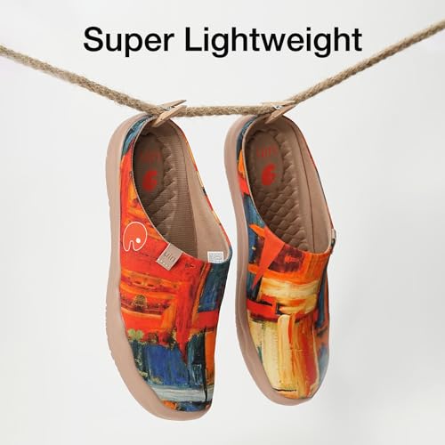 Image of UIN Slipper Woman Travel Art Painted Shoes Wide Toe Casual Home Slip On Mules Malaga