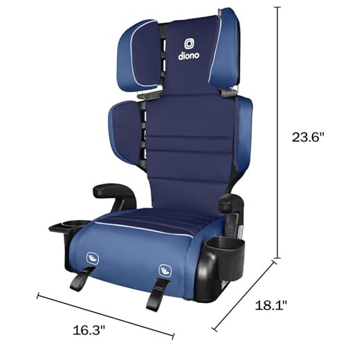Image of Diono Connect3 RXT 2-in-1 High Back Booster, Slim Fit 3-Across in Many Mid-Sized Sedans and SUVs, for Children from 40-120 lbs., Lightweight with Latch, Blue Surge