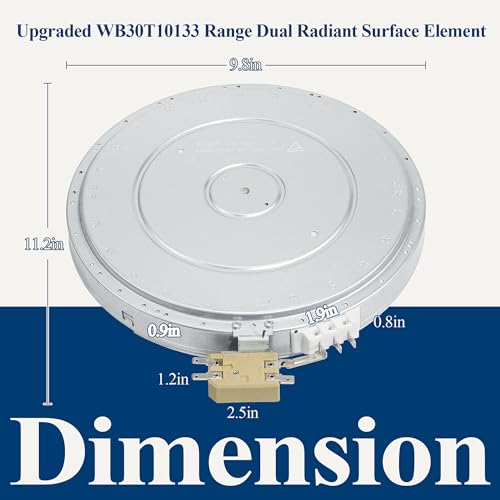 WB30T10133 Burner Radiant Surface Element fit for GE Hotpoint Electric Range Oven Stove Cooktop Parts JB745DF1WW JB630RF1SS JD630SF1SS PS905SP2SS JBP81SM2SS EAP2321567,9in 1Pack LUXRILIX