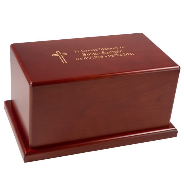 Silverlight UrnsCustom Engraved Hartland Wood Cremation Urn, Wooden Urn for Ashes, Adult Sized Cremation Urn