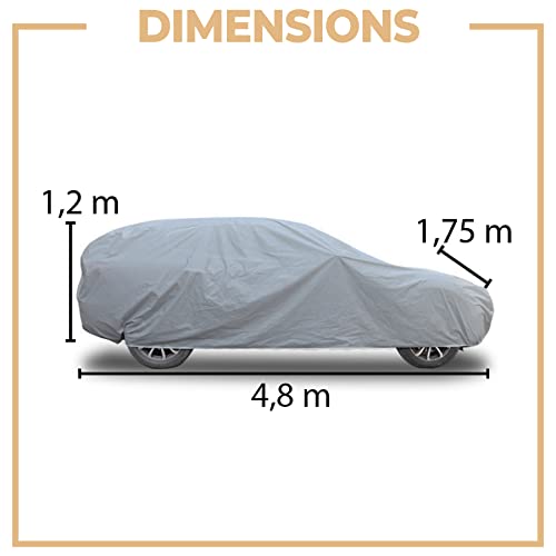 Retoo Auto Abdeckplane Winter Wetterfeste, Leichte Ganzgarage Autoabdeckung Wasserdicht, Autoplane Winddicht Vollgarage Hagelschutz Staubdicht für 450cm-475cm Auto, Schneeschutz Auto-Abdeckung