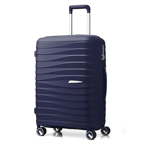 FLIEE Medium Hard Shell Suitcase| Luggage | Lightweight Suitcase | Aluminum Telescopic Handle | TSA 3 Digit Combination Lock | 4 Dual Spinner Wheels. (Blue Medium 24)