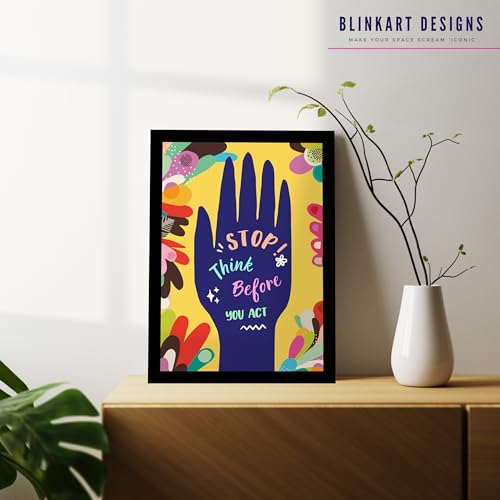 Image of BLINKART Stop Hand Abstract Wall Art Painting Print Design Aesthetic Wall Decor Photo ArtWork Frame Decoration Hanging For Home Bedroom Living Room Office Wall Decor (13 * 10 inches) T0017
