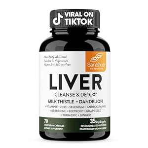 Sandhu’s Liver Renew Cleanse Detox, Repair & Support |70 Capsules| 1 Month+ Supply (Pack of 1)| Herbal Supplement for Liver Health| Milk Thistle Dandelion Root with 9 Minerals