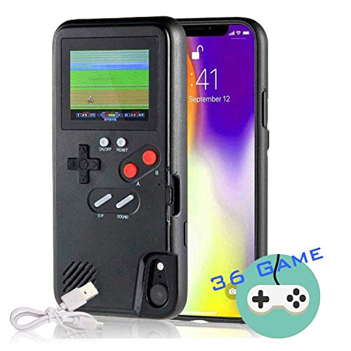Gameboy Case for iPhone, Autbye Retro 3D Phone Case Game Console with 36 Classic Game, Color Display Shockproof Video Game Phone Case for iPhone (for iPhone 6 6s 7 8,Black)