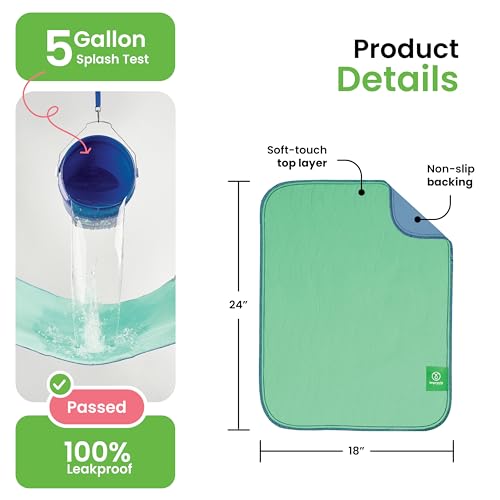 Image of IMPROVIA Washable Underpads, 18 inch x 24 inch (Pack of 4) - Heavy Absorbency Reusable Incontinence Pads for Kids, Adults, Elderly, and Pets - Waterproof Protective Pad for Bed, Couch, Sofa, Furniture, Floor