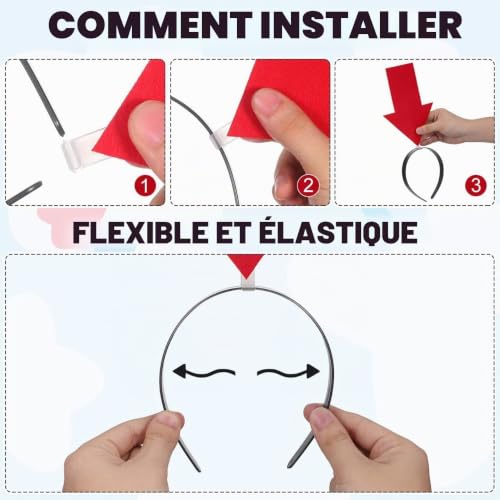 Veemoon Lot de 2 Bandeaux de Fête Amusants - Flèche et Rouge - Cosplay - Décoration de Tête pour Festival, Anniversaire, Noël – vue 3