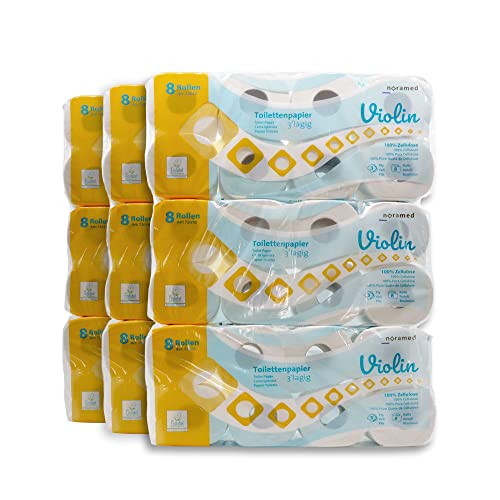 Noramed Violin Toilettenpapier - 72 Rollen 3-lagiges, weiches Klopapier mit EU-Ecolabel Zertifikat aus 100% Zellstoff Cover