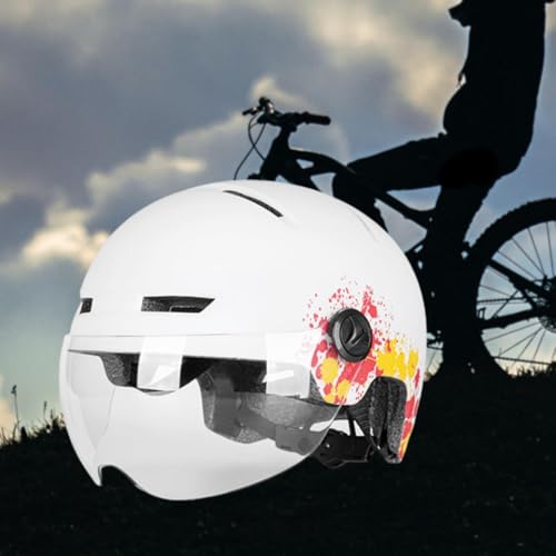 YIJU Capacete de bicicleta elétrica, equipamento de proteção com luz e viseira, circunferência da ca