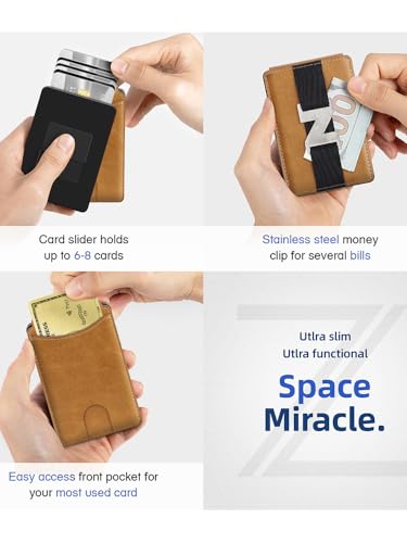 Wallet for Men Card Holder - Slim Metal RFID Blocking Bifold minimalist Mens Wallet Pop Up Credit Card Case with Gifts Box4